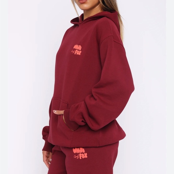 White Fox Boutique Tops - White Fox “Capsule 09 Star of the Moment” Oversized Hoodie Burgundy